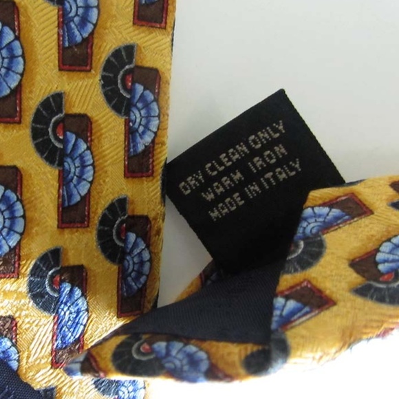 Ermenegildo Zegna yellow geometric silk tie Italy - Picture 5 of 5